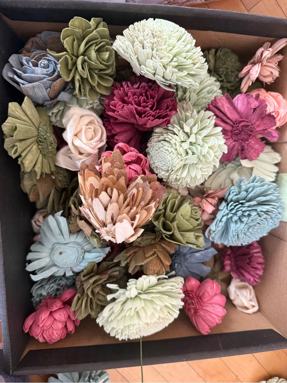 Assorted wood flowers